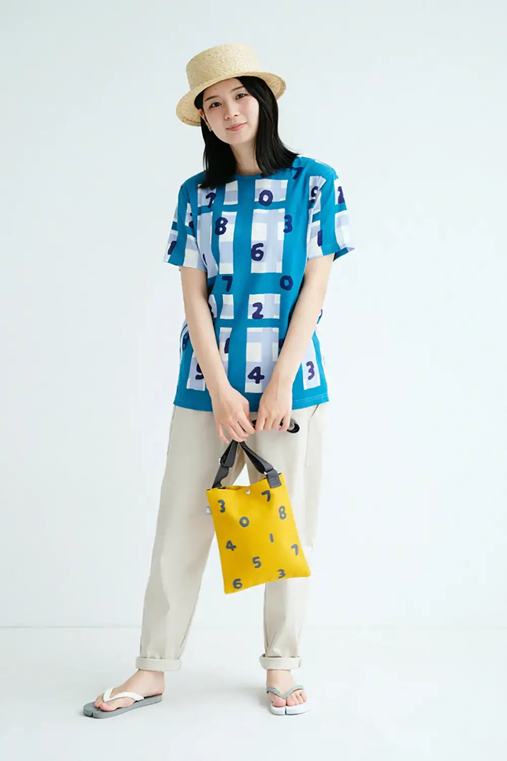 【6月30日頃発送予定】高島縮 40/40 半袖Tシャツ／SO-SU-Uと太乱格子（たみだれごうし） ブルーグリーン