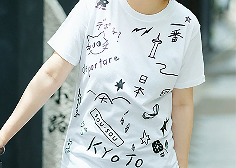 Chizimi Cotton Random Drawing Short Sleeve T-Shirt