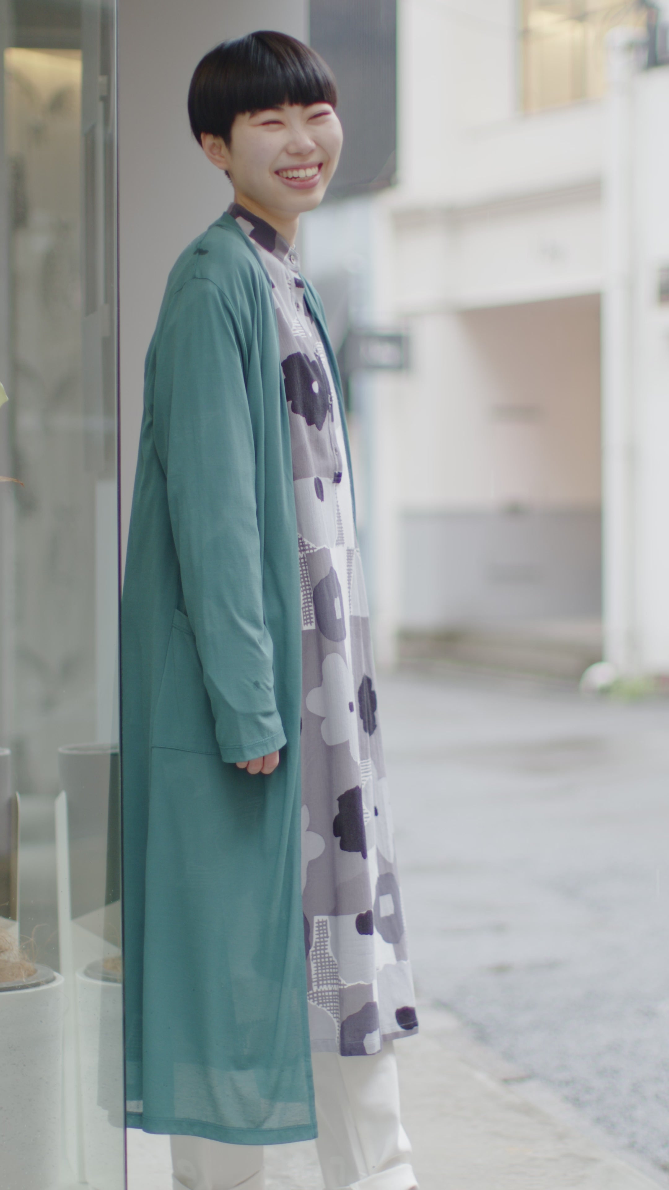 1578　sousou CSSコットン ロングカーディガン／鼠色（ねずみいろ） CSSコットン ロングカーディガン／藤色（ふじいろ）