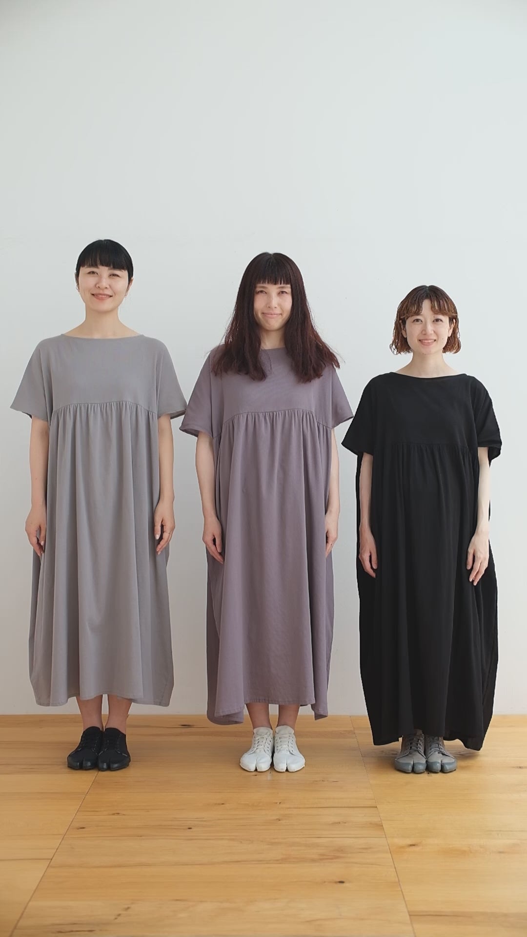 高島縮 40/40 リンクルワンピース／墨色（すみいろ）