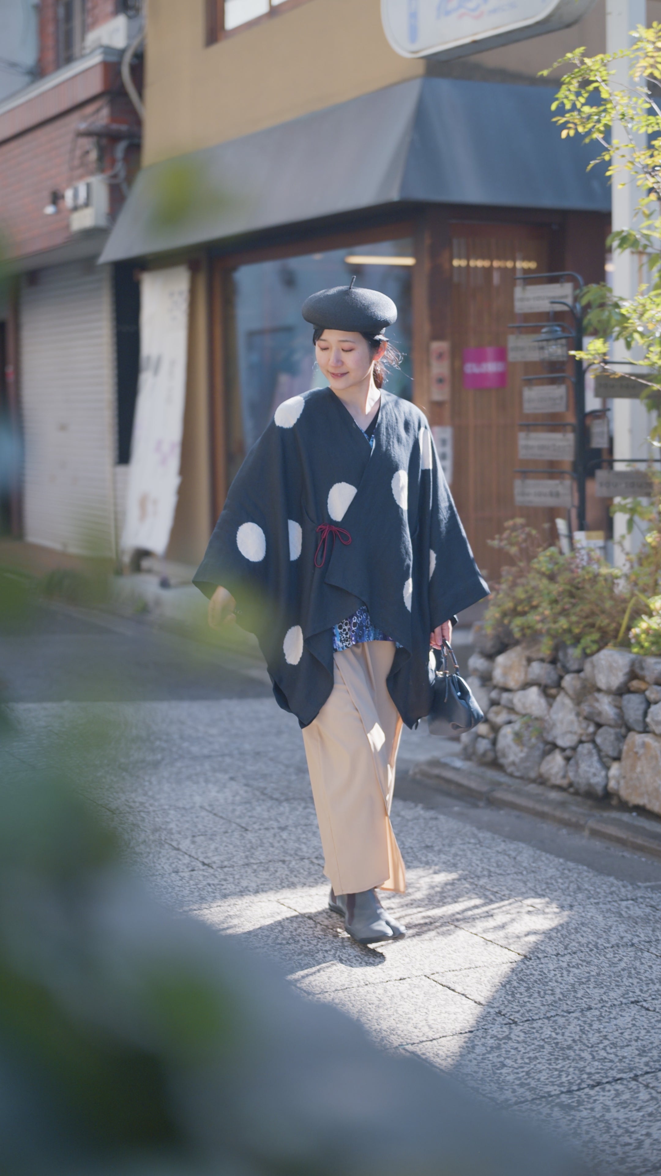 SOU・SOU 近清絞り　麻　富士/水玉大　Sサイズ net限定】近清絞り 綿麻 富士（ふじ）／水玉大（みずたまだい） 濡羽色