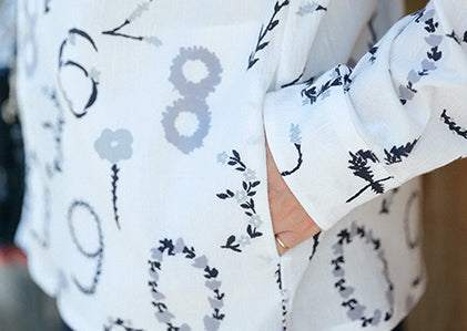 高島縮 スタンドカラーシャツ