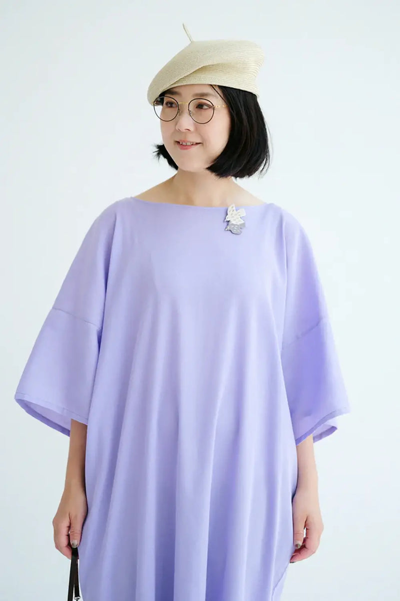 타카시마치지미 40/40 반소매 보트넥원피스/아와베니후지 